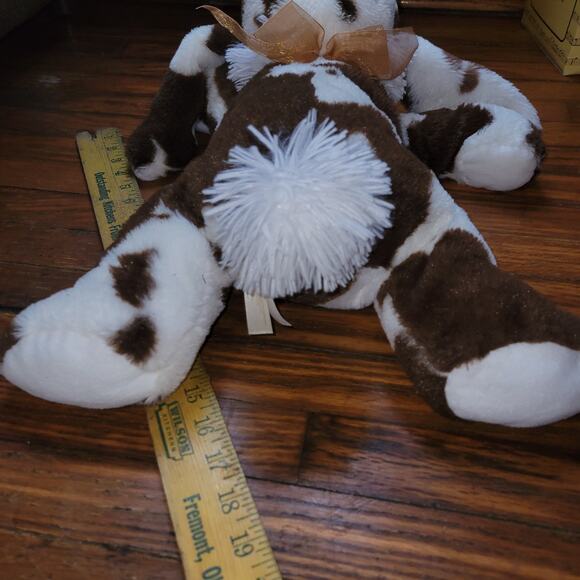 MTY International Bunny Plush White Brown Lop Eared Rabbit Laying 20"L Toy Pet - Picture 6 of 7